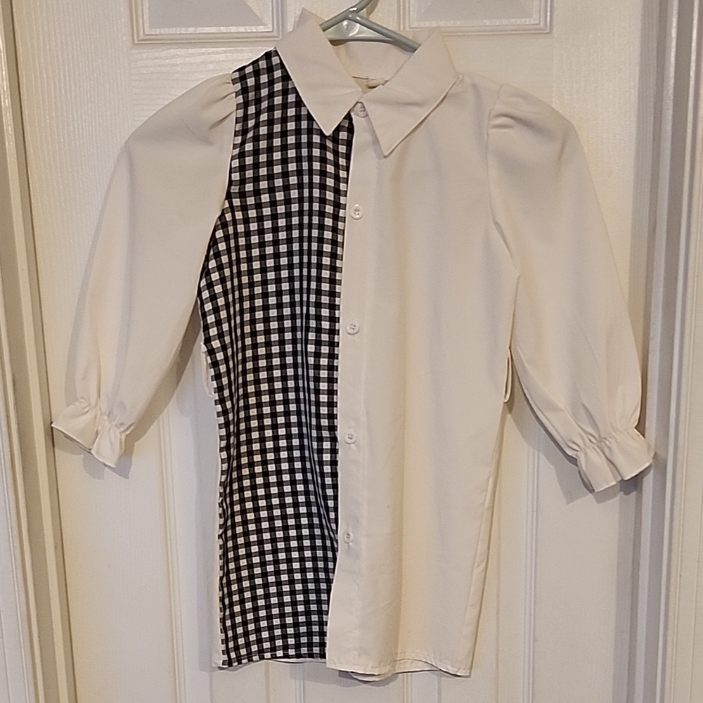 Black and White Checkered Blouse